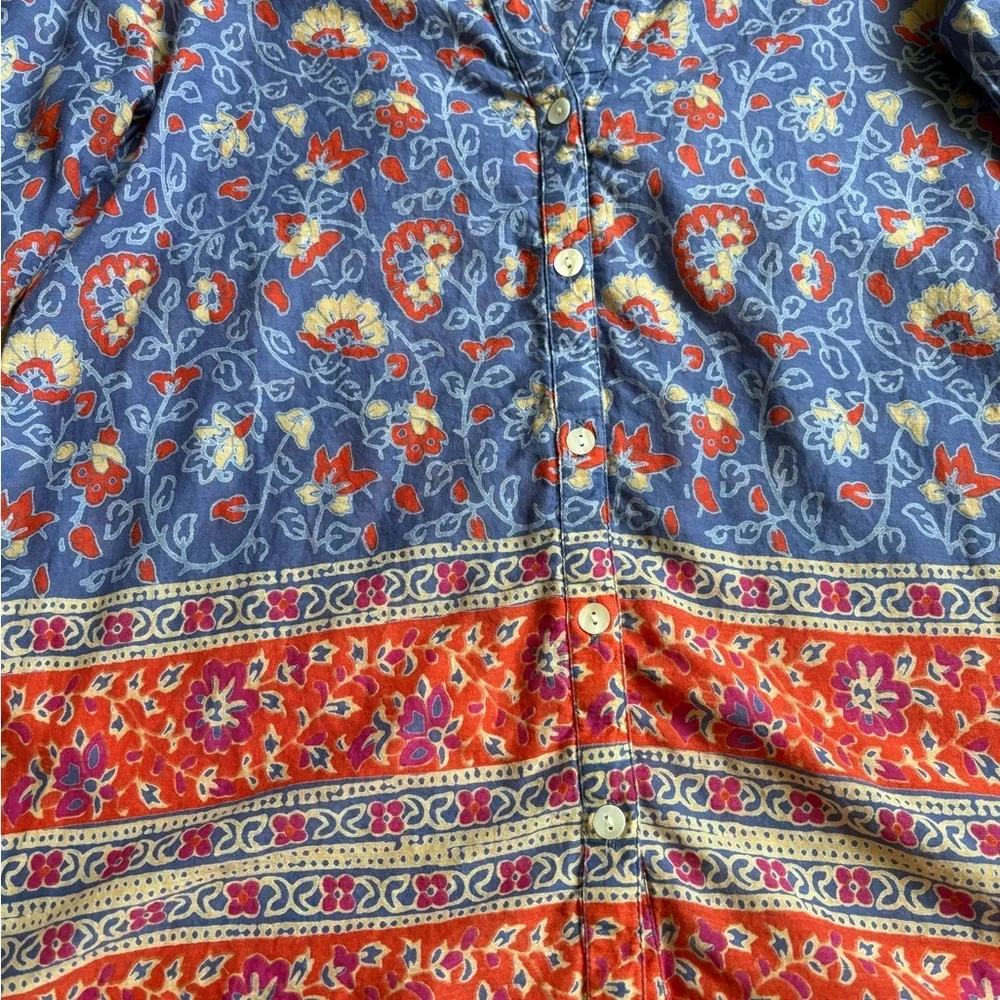 Floral Blue and Red Button Down Shirt - Picture 4 of 9